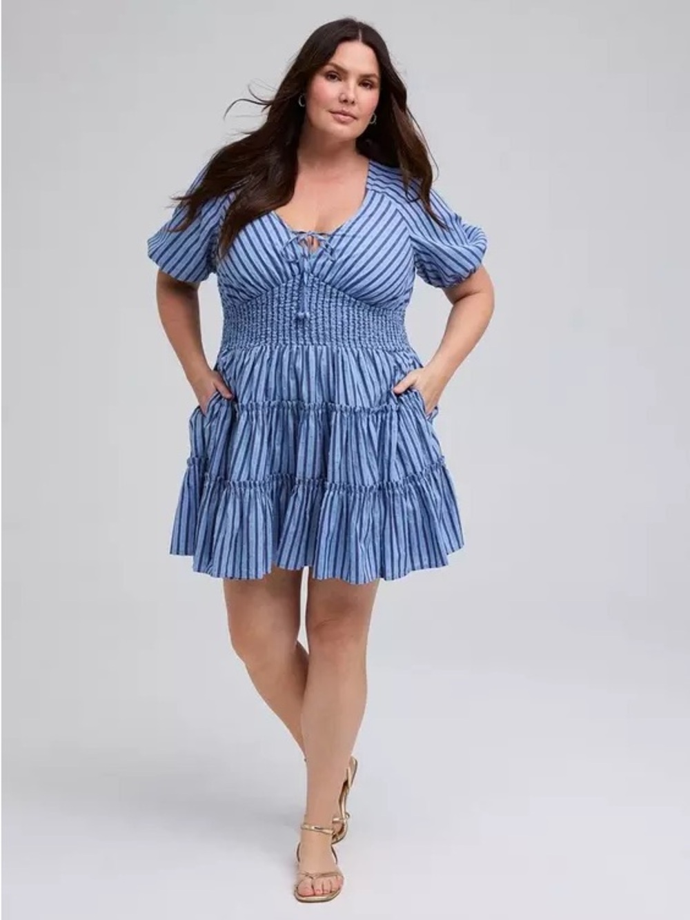 Torrid Belle Isle Puff Sleeve Tiered Mini Dress